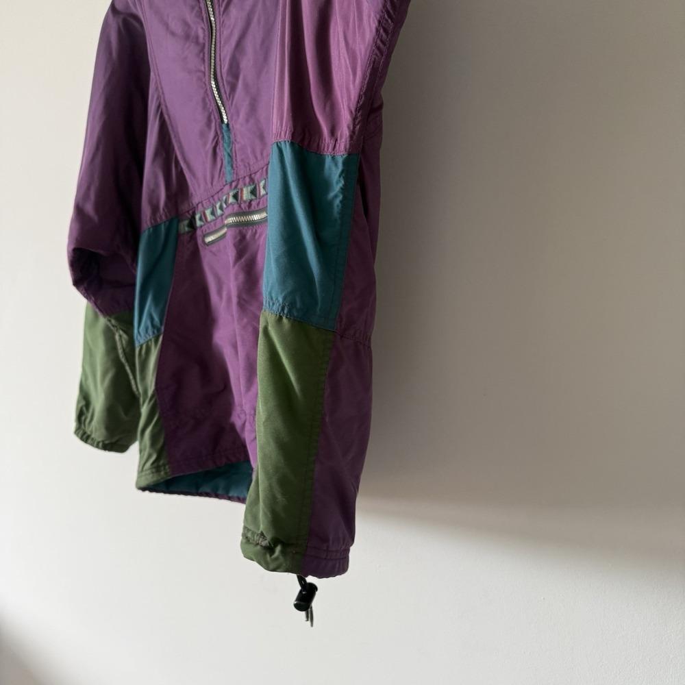 VTG 90s Womens Large LL Bean Pullover Aztec Hooded Anorak Windbreaker Jacket USA - Picture 9 of 16